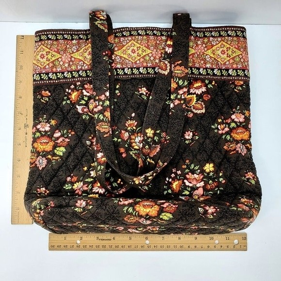 Vera Bradley Chocolat Brown Quilted Cotton Shopper Tote Bag - Picture 8 of 12